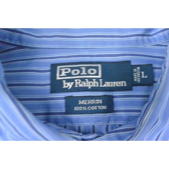 Polo Ralph Lauren Shirt Mens Large‎ Blue Stripe Merrin - Picture 5 of 9